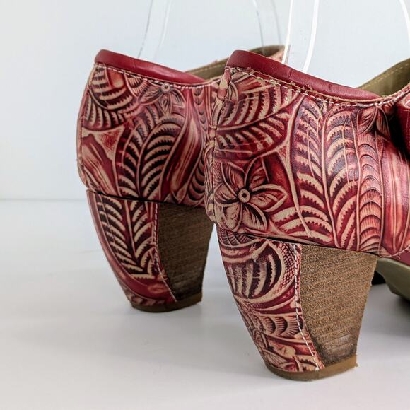 Spring Step Shoes L'Artiste Toolie Womens 41 Red Heels Leather D'Orsay Mary Jane - Picture 4 of 16